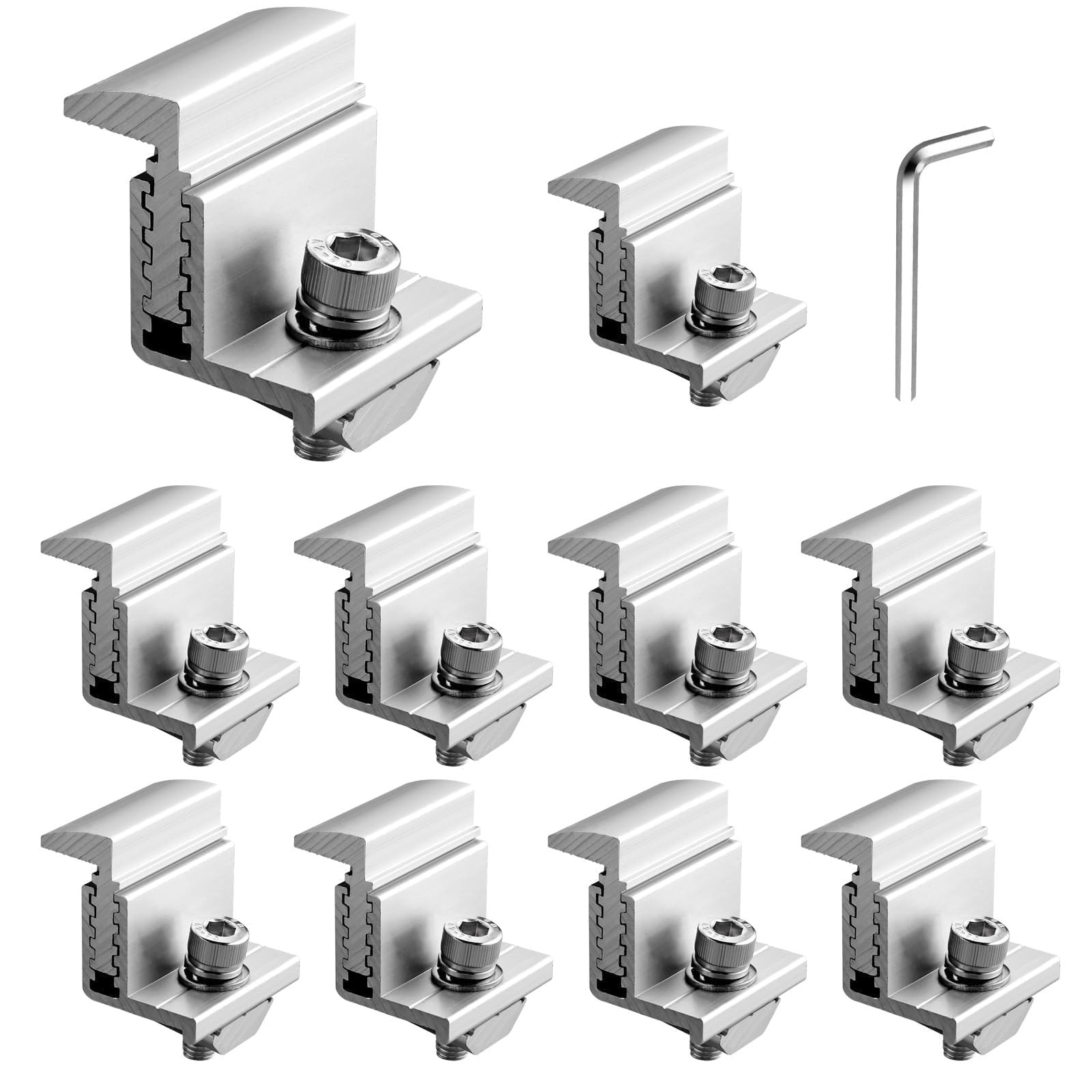 Adjustable Solar Panel Mount Brackets 3050mm 10pc Aluminum Roof Clamp Kit