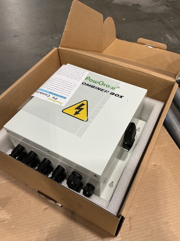 PowGrow 4-String Solar PV Combiner Box – 15A Rated, Metal Enclosure