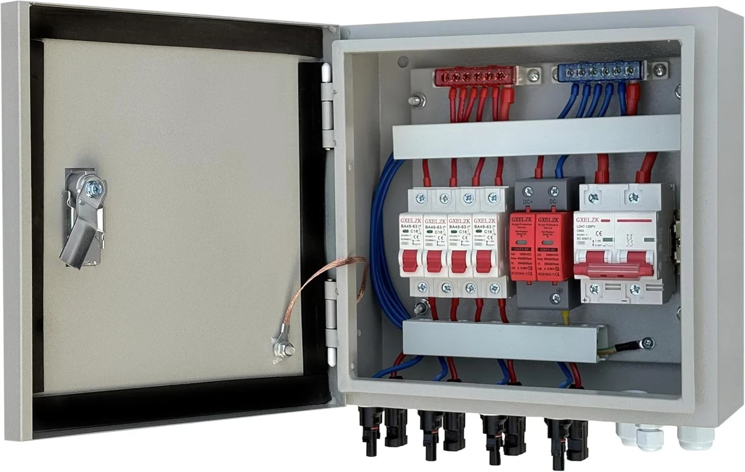 4-String Solar PV Combiner Box 80A IP65 40KA Surge Off-Grid Caja Combinadora