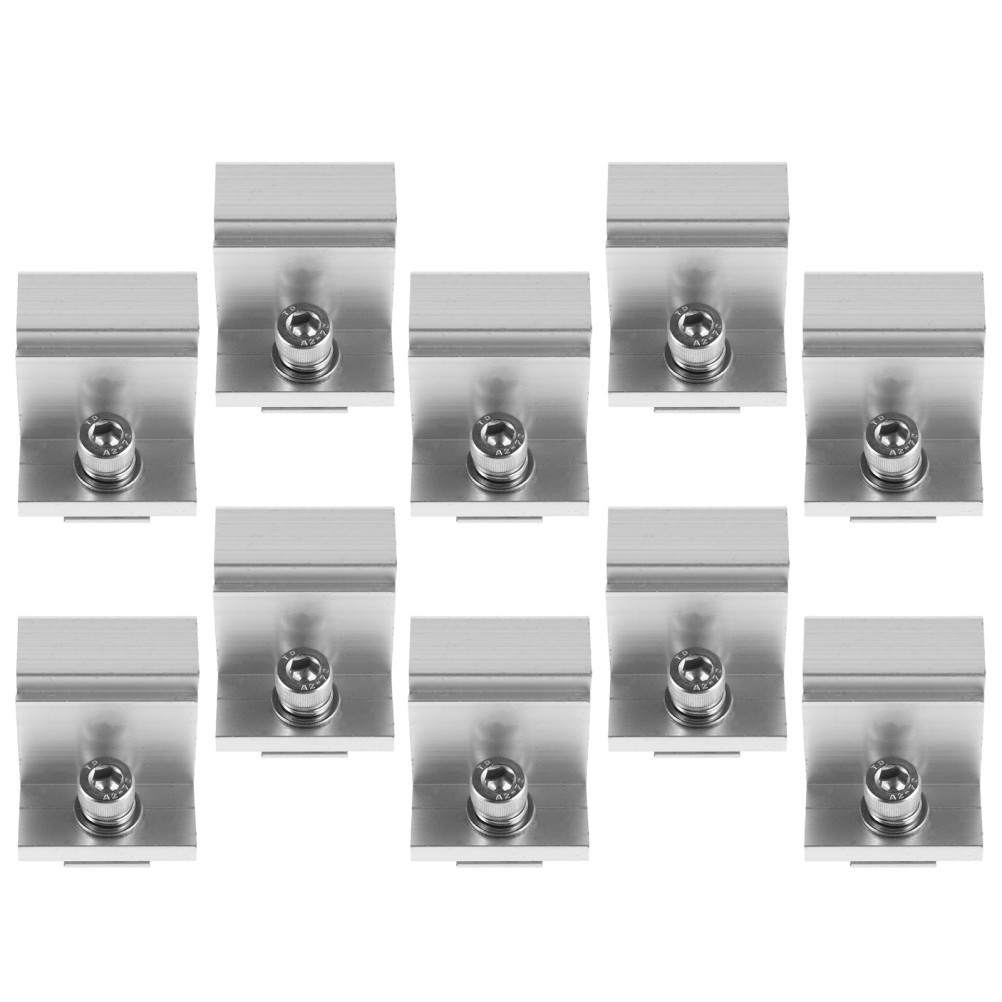 10Pcs Silver Aluminum Solar Panel Mounting Brackets with Adjustable End Clamps