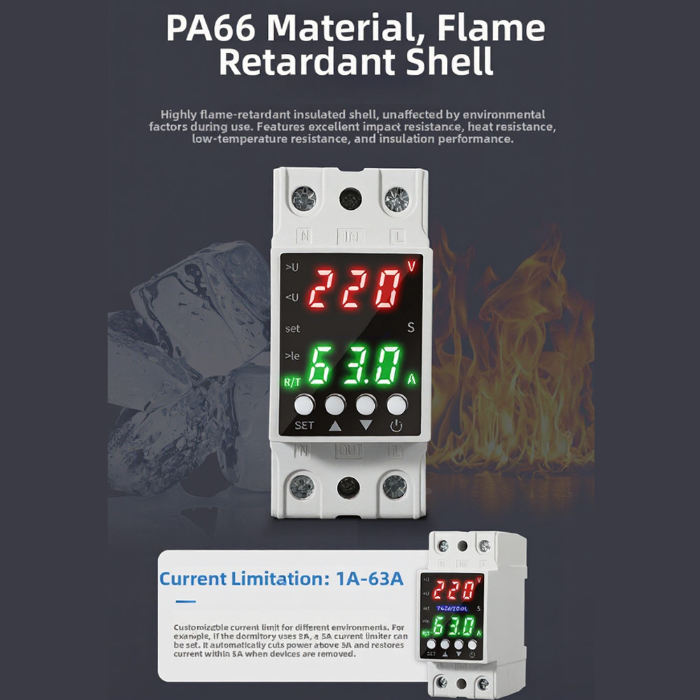 AC80-300V Voltage Protector Featuring Dual LCD Readout and Auto Reset Function