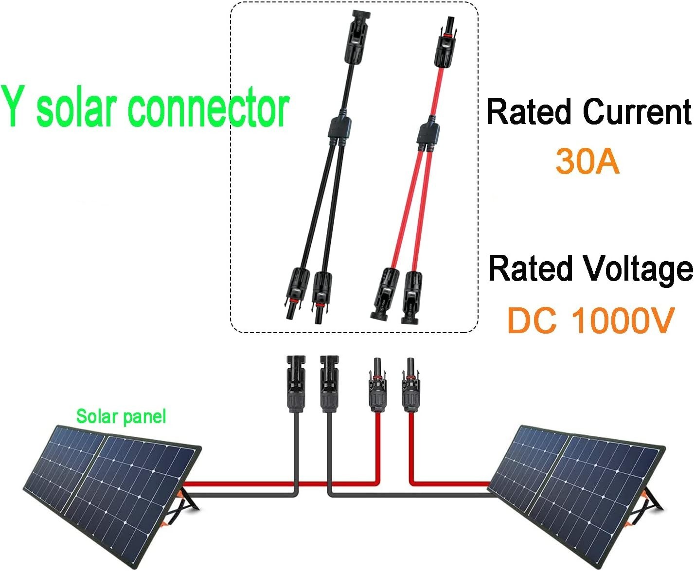 Versatile Y Solar Connector 1 Male to 2 Female – 40CM Waterproof Adaptable Cable