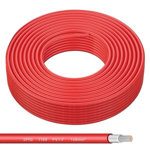 Shirbly Solar Panel Wire – 80FT Red Tinned Copper Wire, 10AWG (6mm²) PV Wire