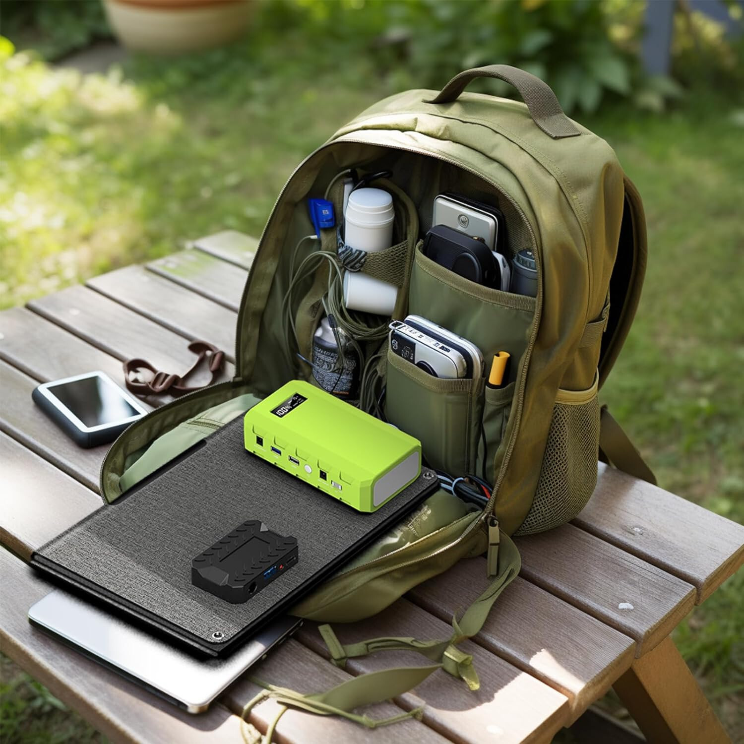 Portable Power Bank Mini Solar Generator with 30W Solar Panel Kit for Camping
