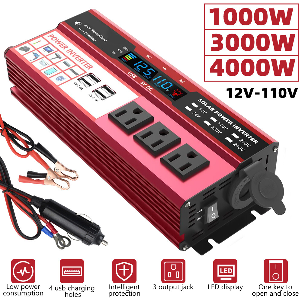 Complete Solar Panel Kit 4000W Power Inverter 12V Battery Charger Controller US