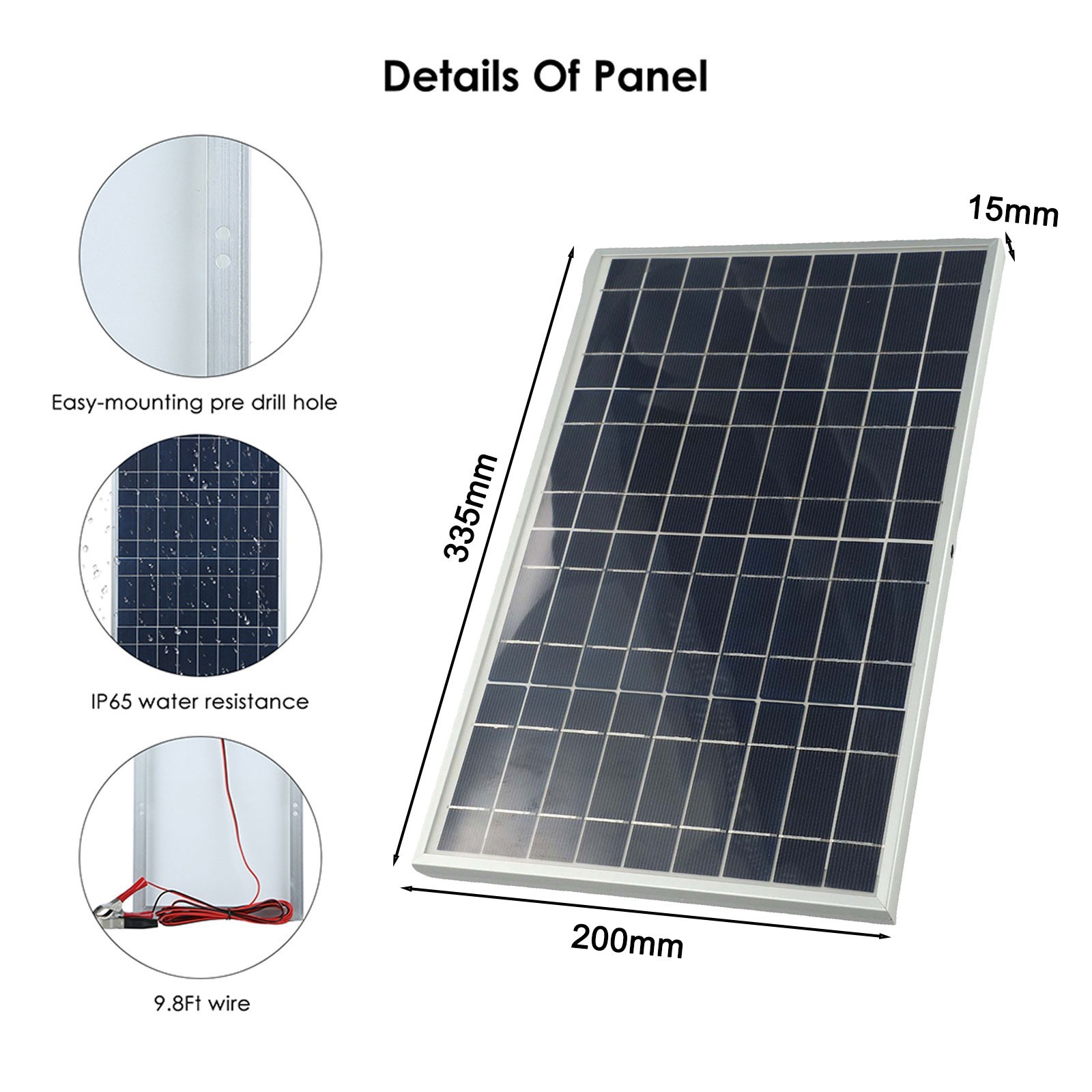 Clip Solar Panel Kit 15W 12V Compatible with Various Devices
