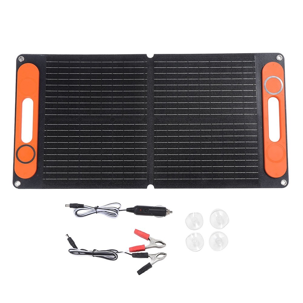 Portable Folding 80W Solar Panel Kit with Dual USB and 12V Battery Output