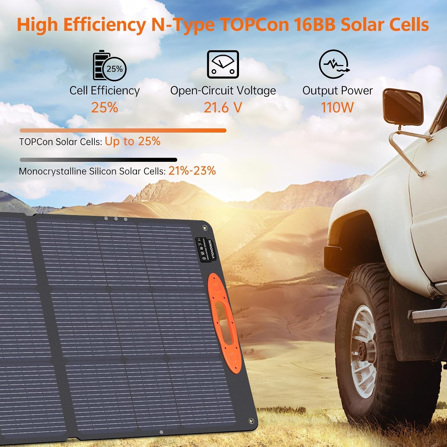 N-Type 16BB 110W Portable Solar Panel for Ef/Jackery/Bluetti/Anker Power Station