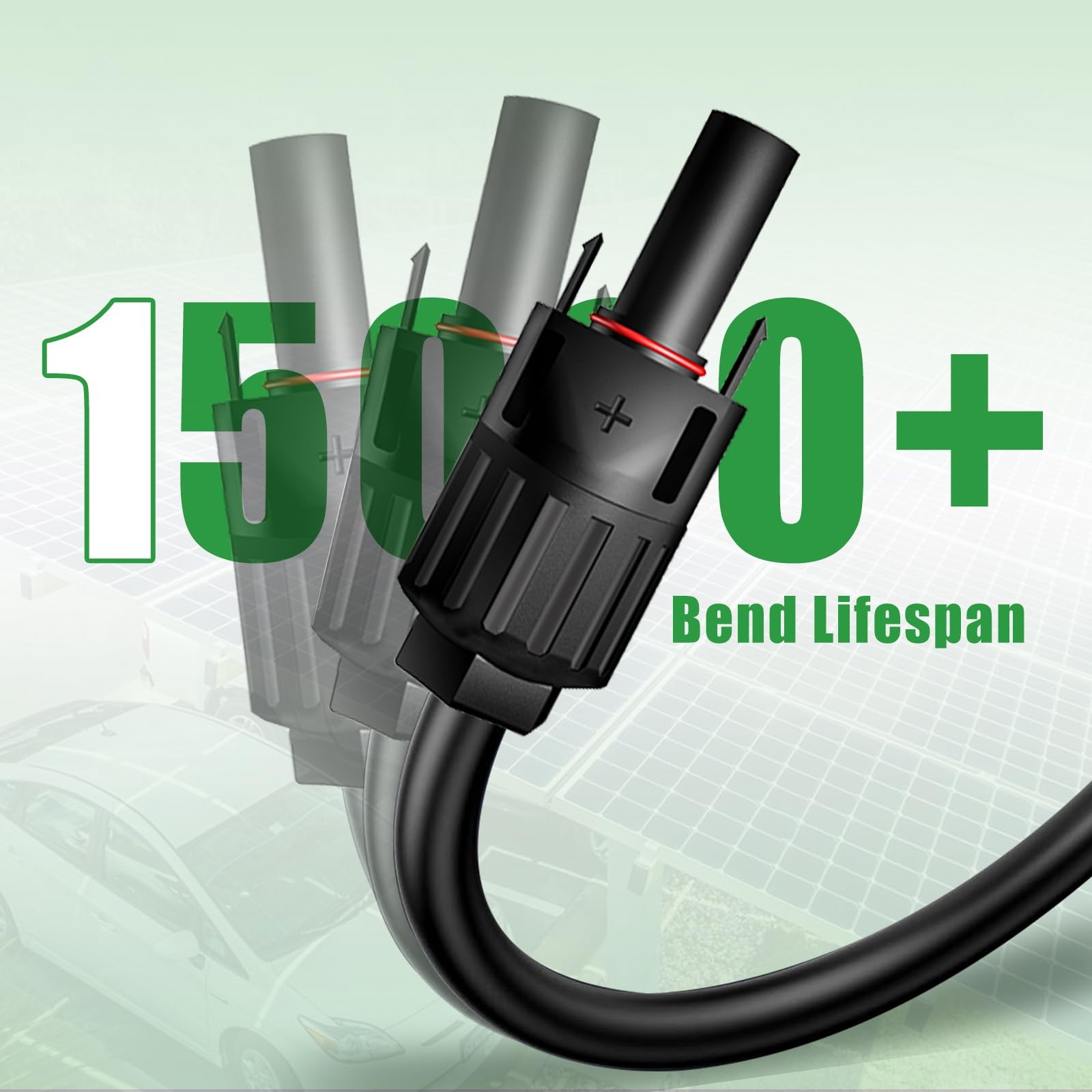Twin Wire 50 Feet Solar Extension Cable 10AWG with -IP67- Female and Male Con…