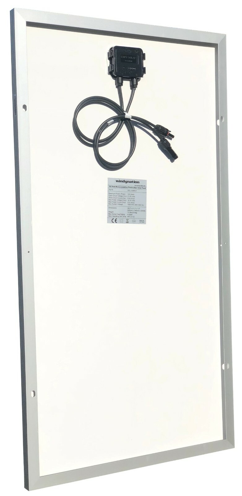WindyNation 100 Watt 12 Volt Monocrystalline Solar Panel Battery Charger