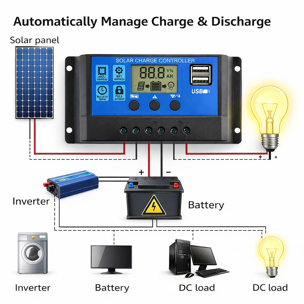 Portable 12V Solar Panel Kit 60A Controller USB Charger Camping Car Battery AU