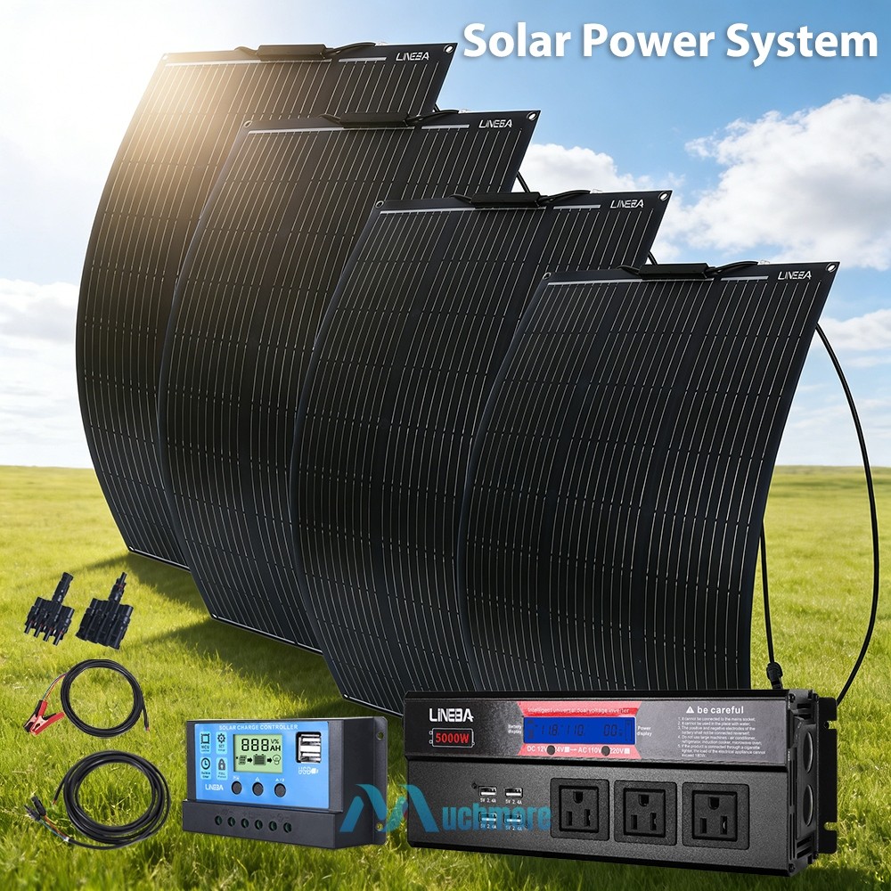 Complete Solar Panel Kit with 5000W Inverter & Controller Home 110V Grid System