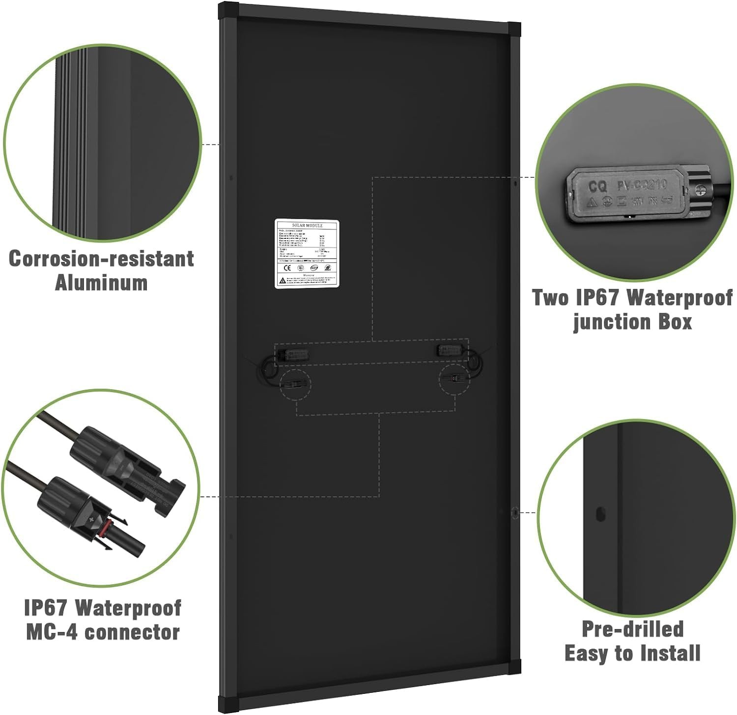 200 Watt Solar Panel, 12V Single Panel, N-Type Monocrystalline 25% High-Efficien