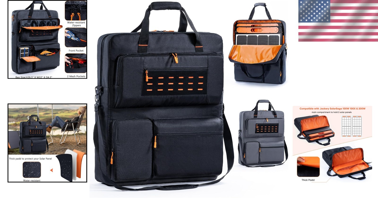 SolarSaga 100W 200W Travel Case – Multi-Pocket Bag