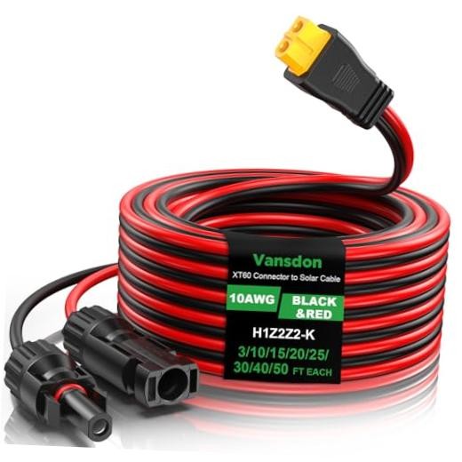 Solar to XT60 Cable- 10AWG 30FT XT60 Solar Cable Charging Extension 10AWG-30FT