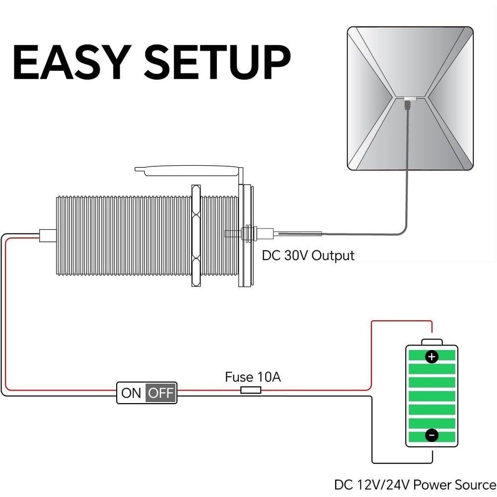DC 12V 24V to 30V Boost Converter with 1 1/8 inch Cutout Mounting Design