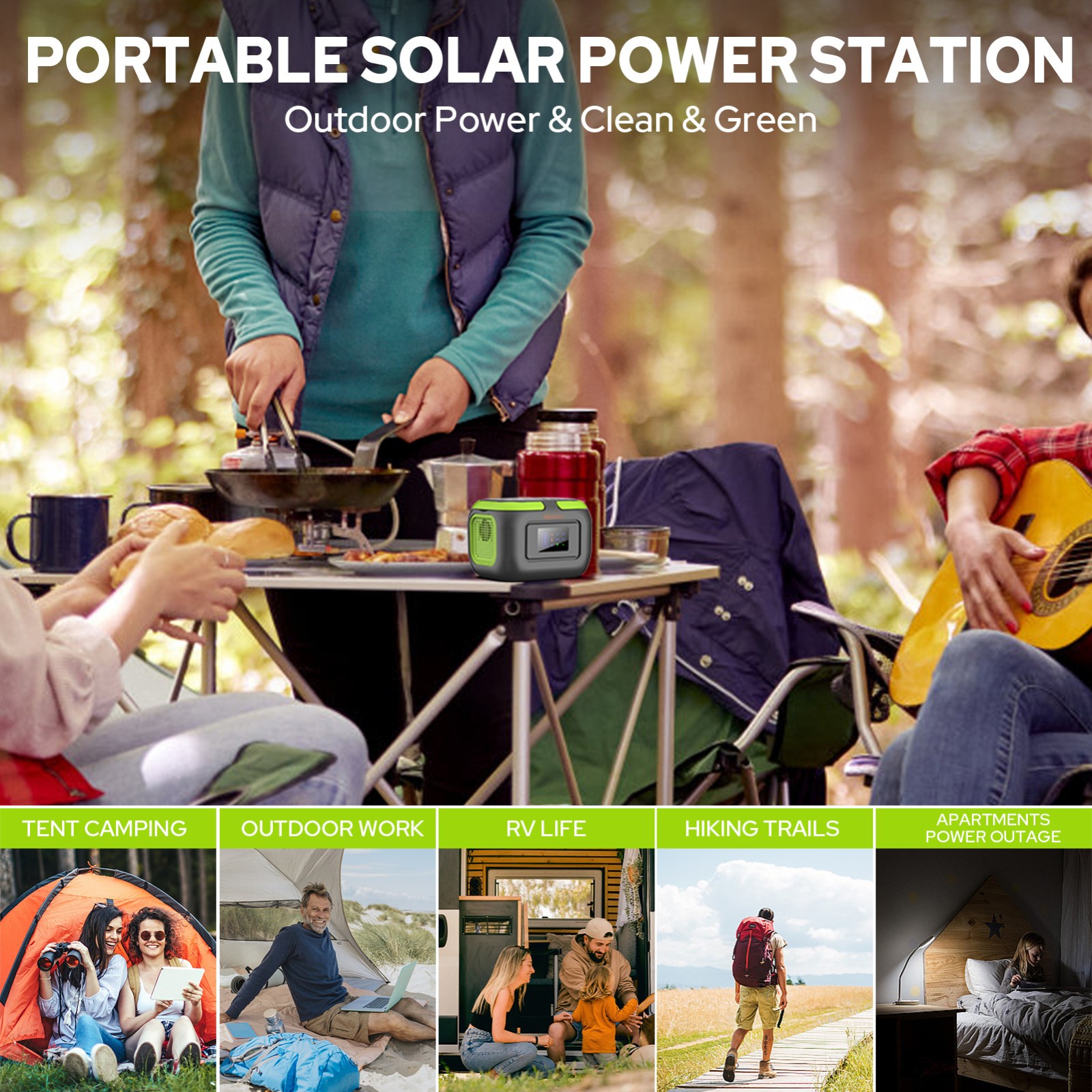 Portable Power Station 110V 120W AC/DC Solar Generator Storage Energy Power Bank