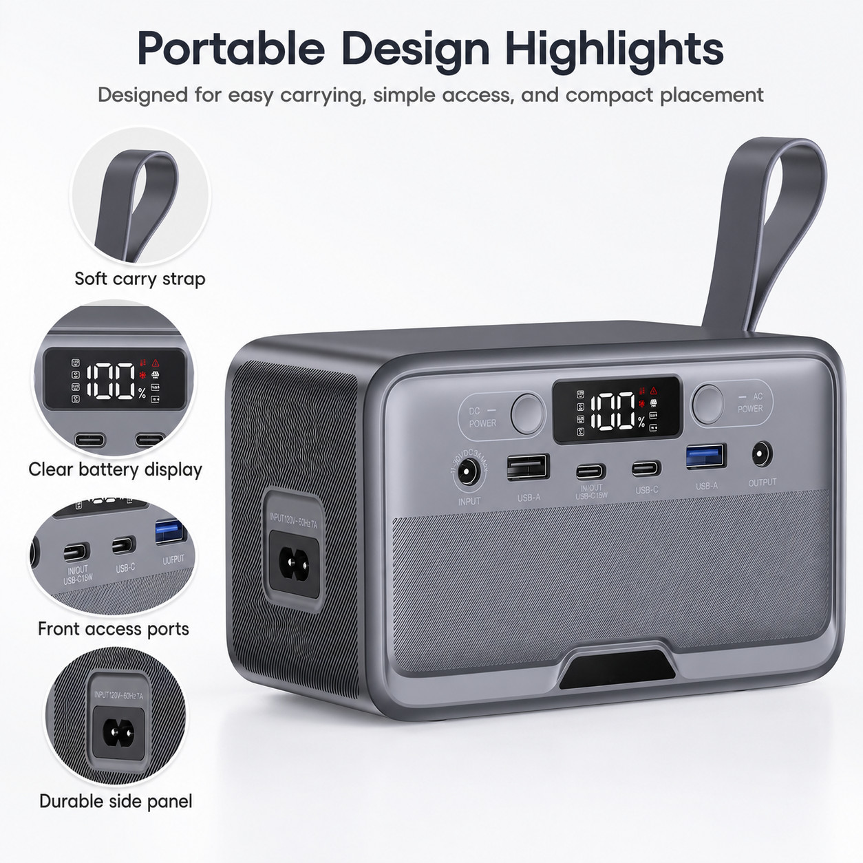 100W Portable Power Station 89.6Wh Backup Battery USB-C AC Port For Camping Trav