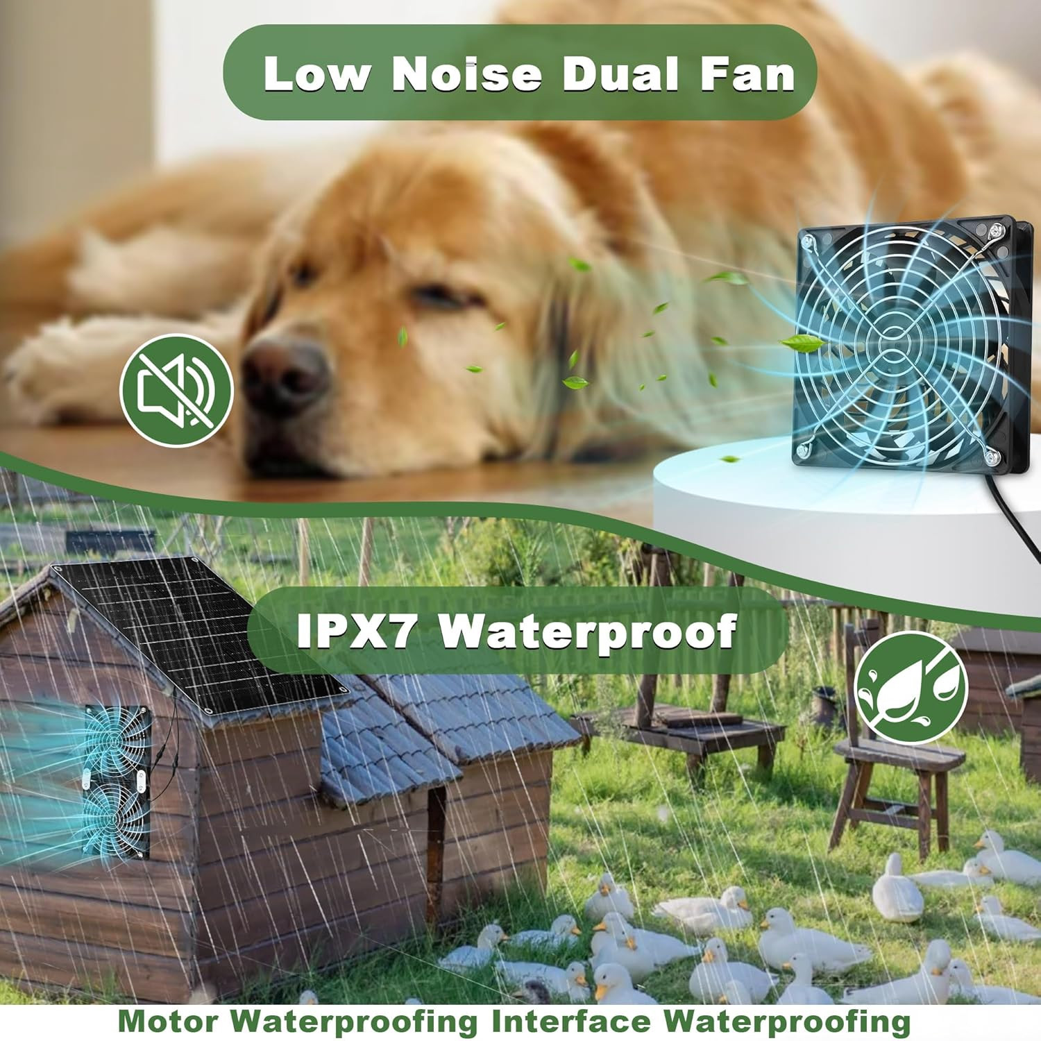 Solar Fan, 30W Solar Powered Fan, Solar Panel Fan Kit, IPX7 Waterproof Fans Exha