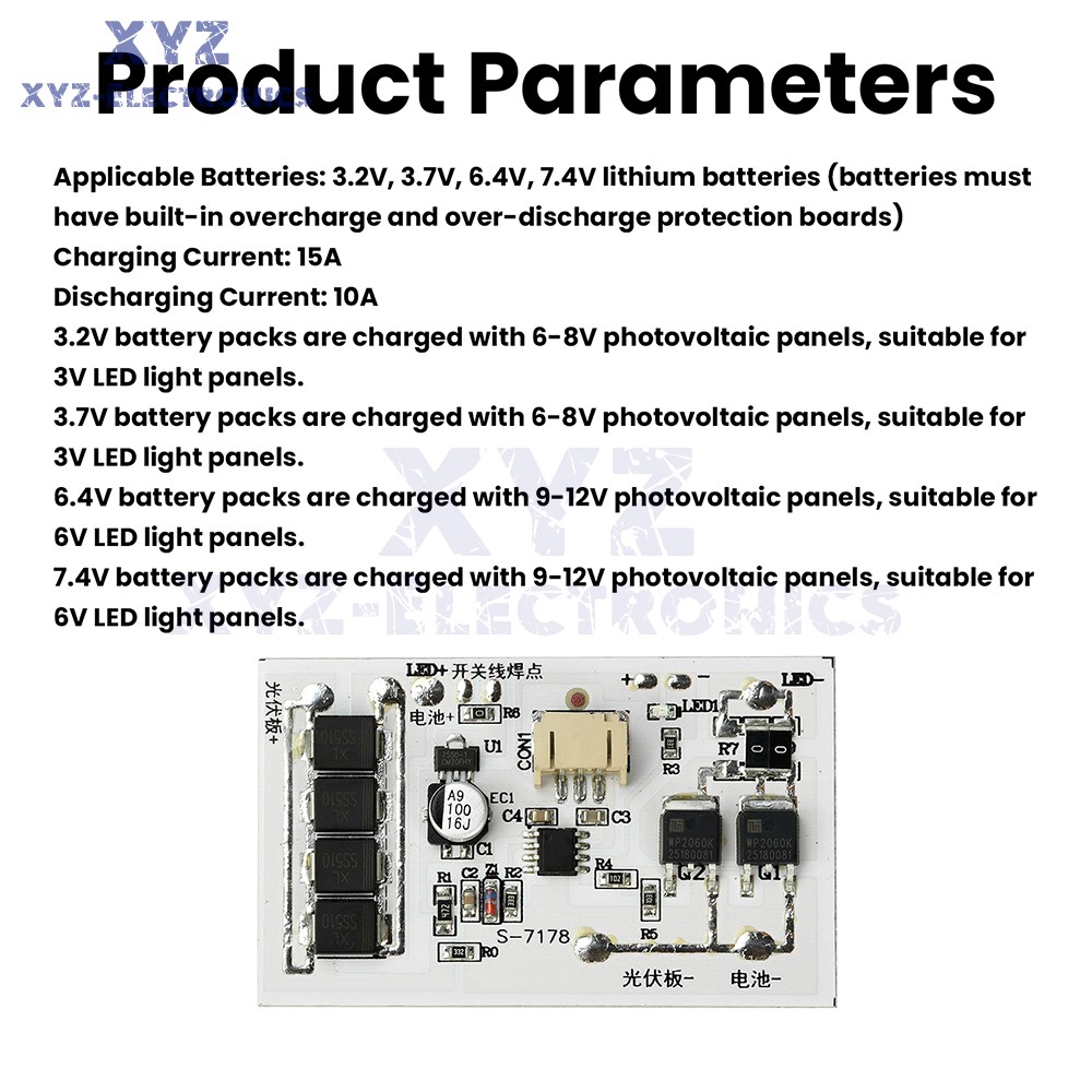 Solar Street Light Controller Circuit Board 3.2V 3.7V 6.4V7.4V Stepless Dimming