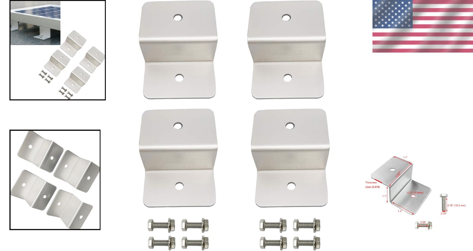 Weather-Resistant 4 Units Solar Z Bracket Mounts – Simple and Efficient Setup