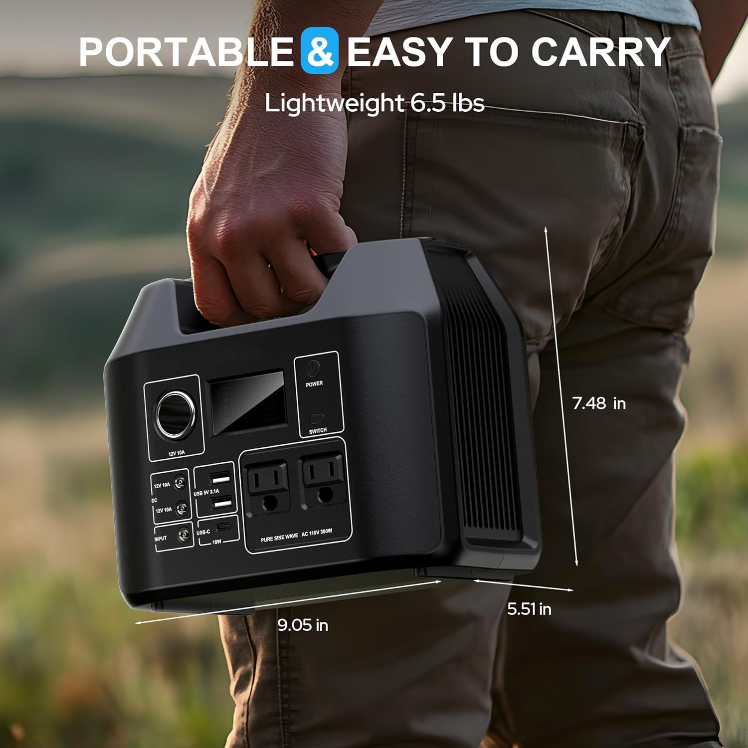 300W Portable Power Station 80000mAh Battery Bank Camping AC DC Solar Generator