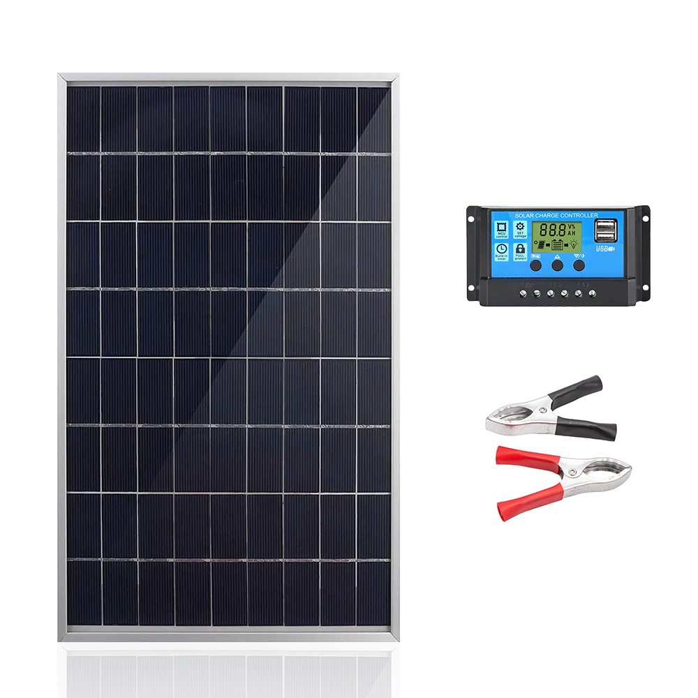 10W 18V Solar Panel Battery Charger Kit with Charge Controller Caravan Camping