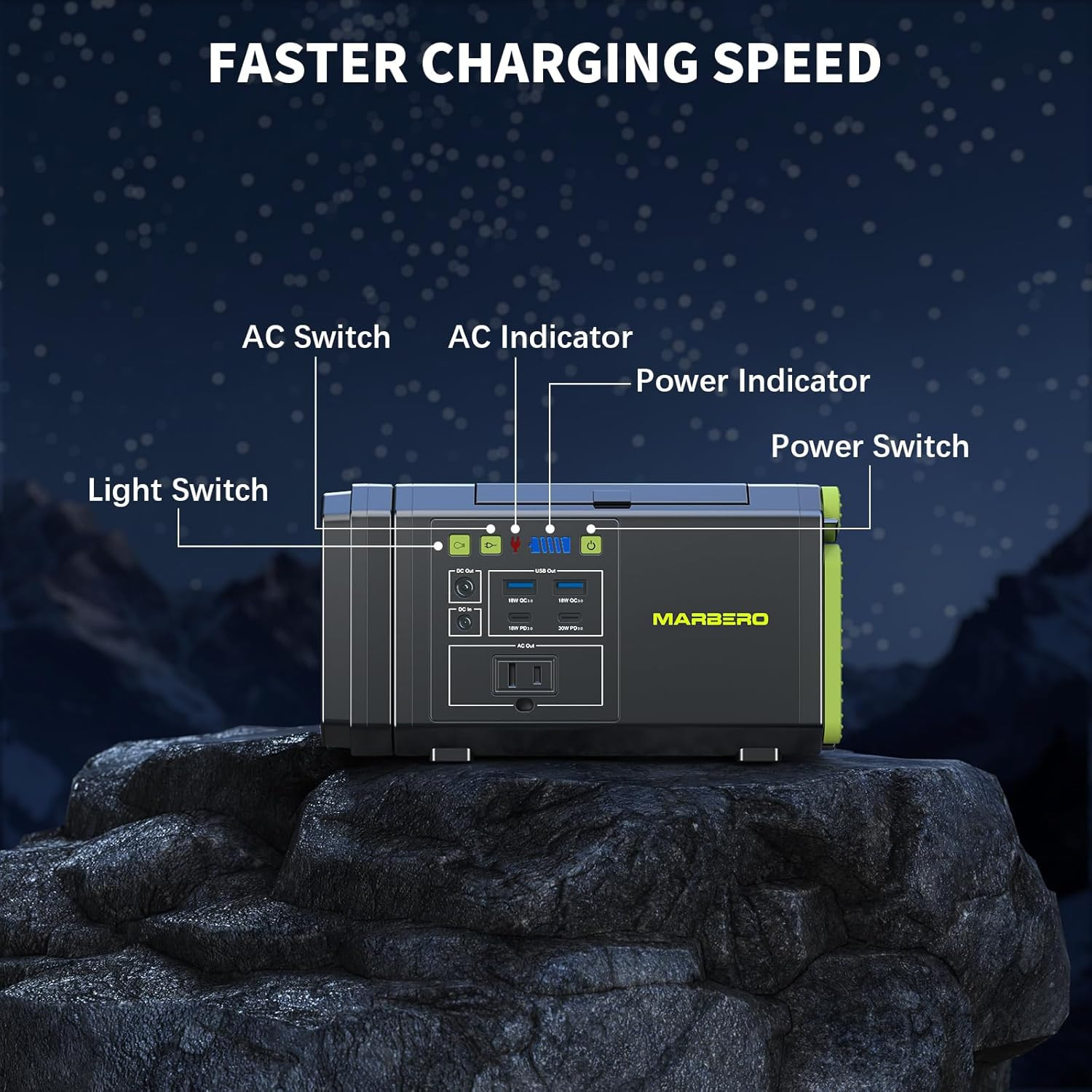 118Wh Portable Power Station with Telescopic Camping Lights for Camping Hiking 3