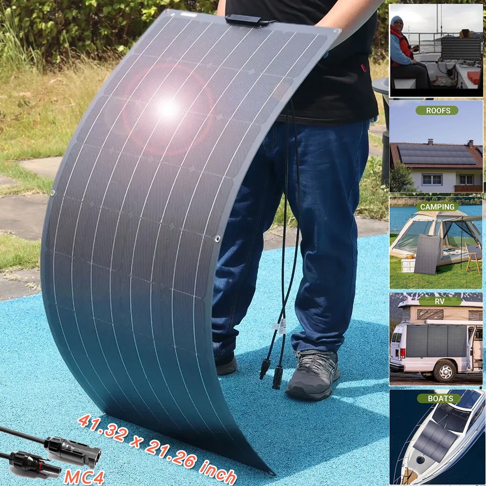 400W 18V 12V Flexible Solar Panel Mono Camping Home RV Battery Charge Off-Grid
