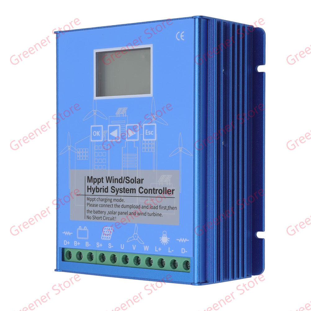 2000W Solar Wind Hybrid MPPT LCD Charge Controller 12V 24V 48V App Bluetooth US