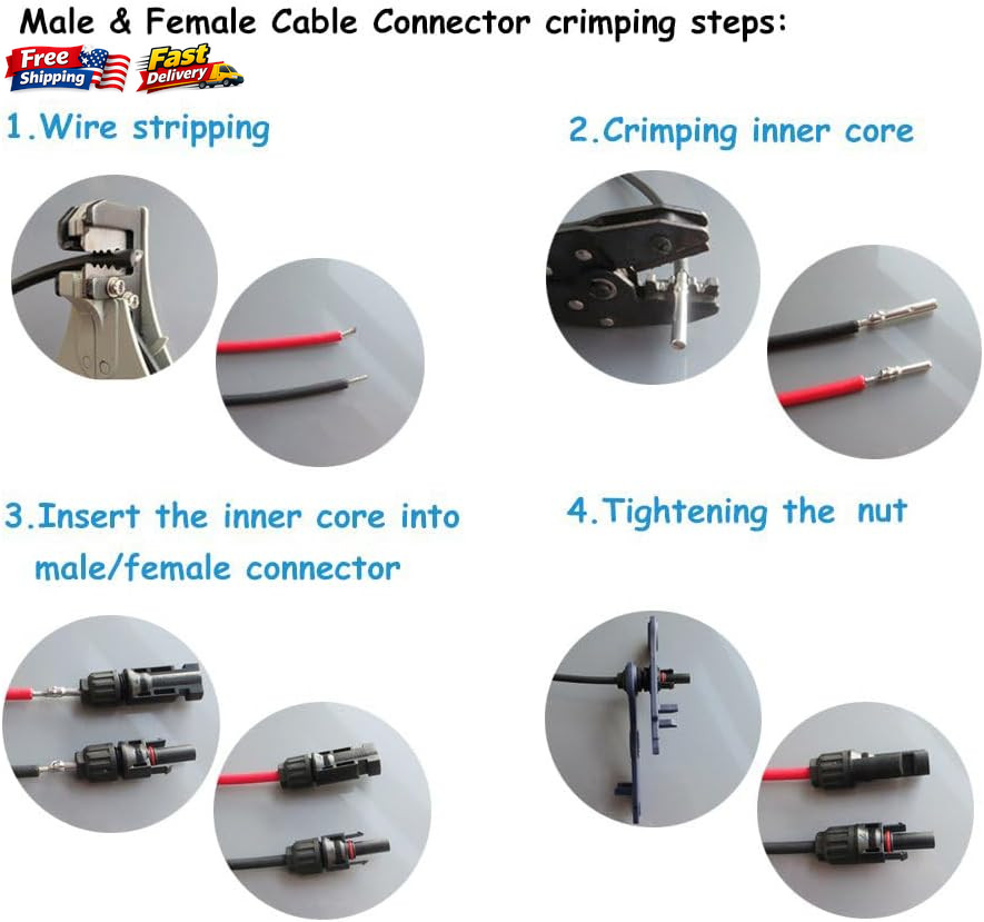 25 Pairs Solar Connectors Male Female IP67 Waterproof Solar Panel Wire Plug