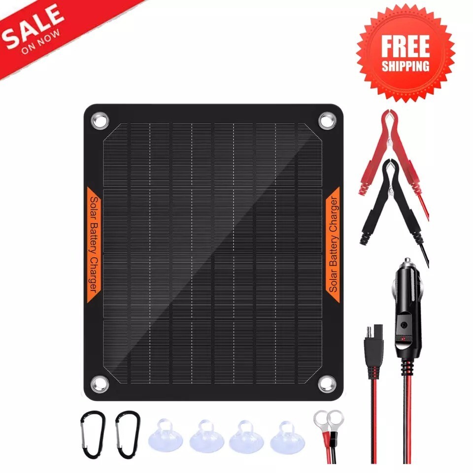 Waterproof Solar Battery Maintainer Car RV Charger 12 Volt Tender Trickle 5W