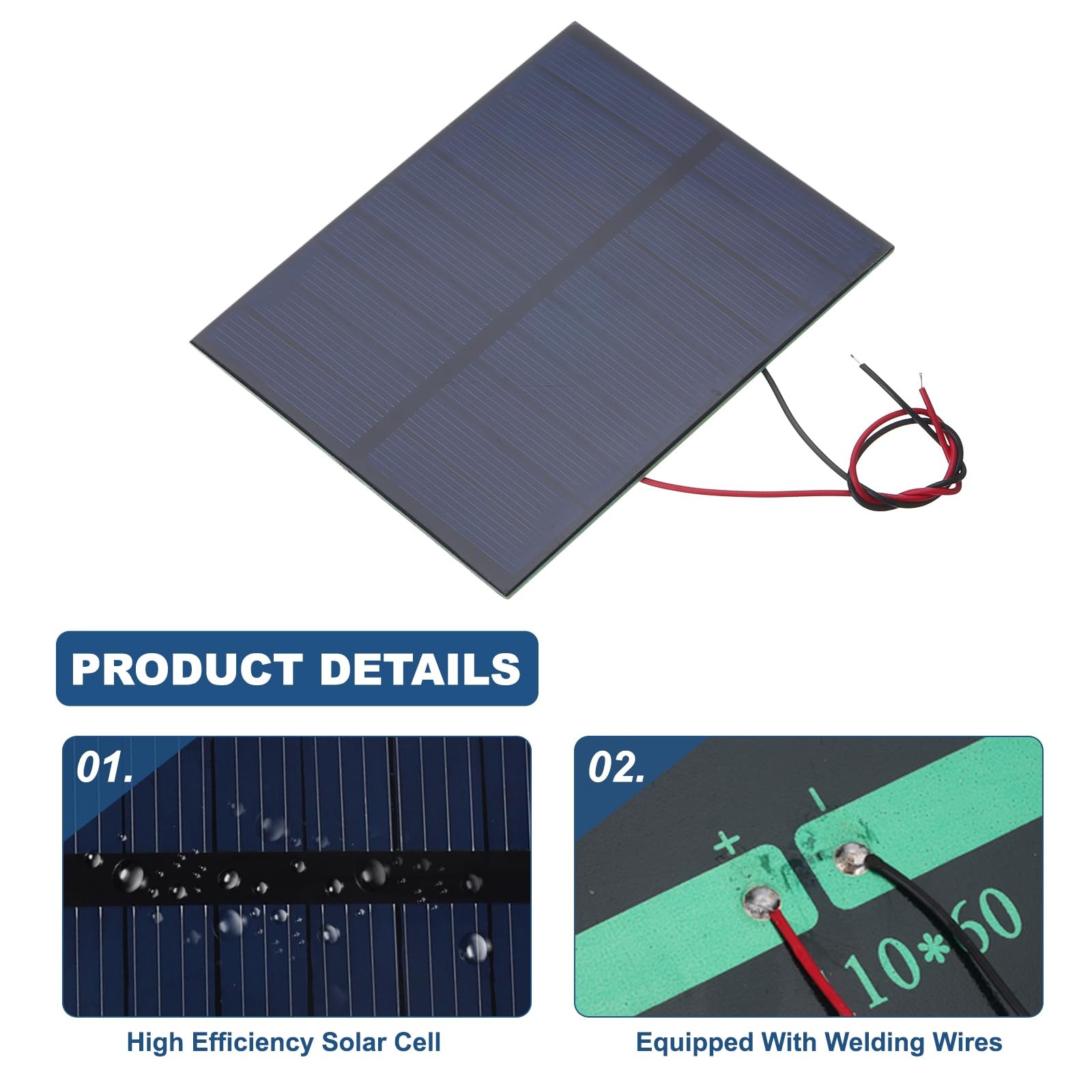MECCANIXITY 5 Pcs 5V 1.15W 230mA Mini Solar Panels, Small Black