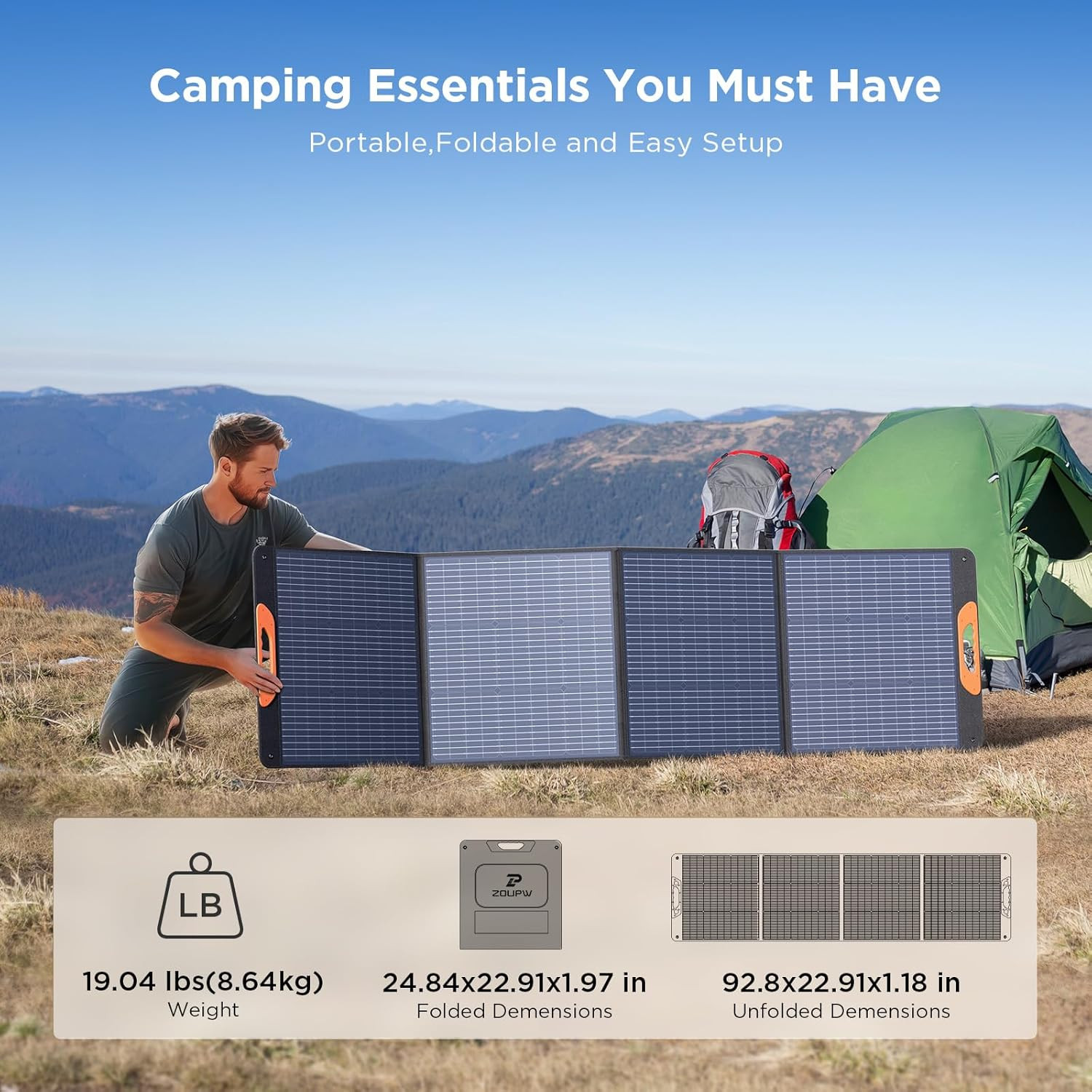 220 Watt Portable Solar Panel for Power Station,Hurricane Preparedness Items,18.