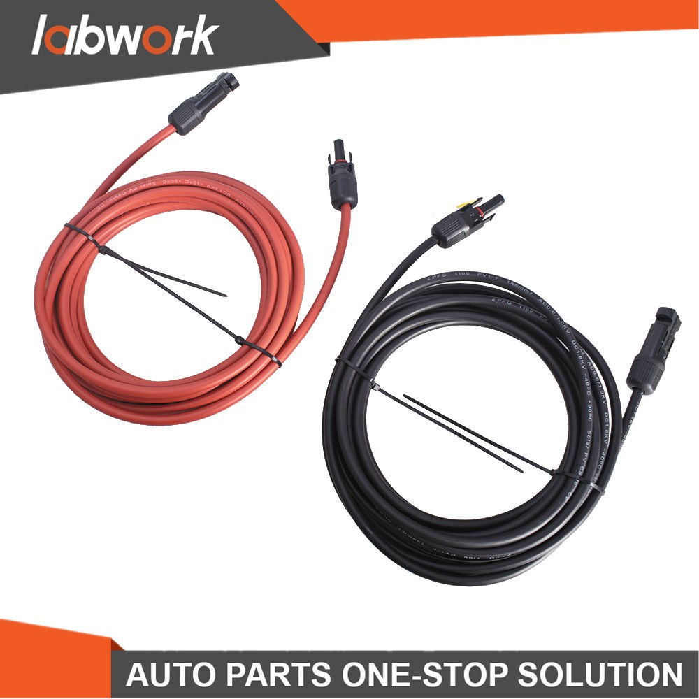 Labwork 1 Pair 10AWG 20FT Black+Red Solar Panel Extension Cable Wire Connector
