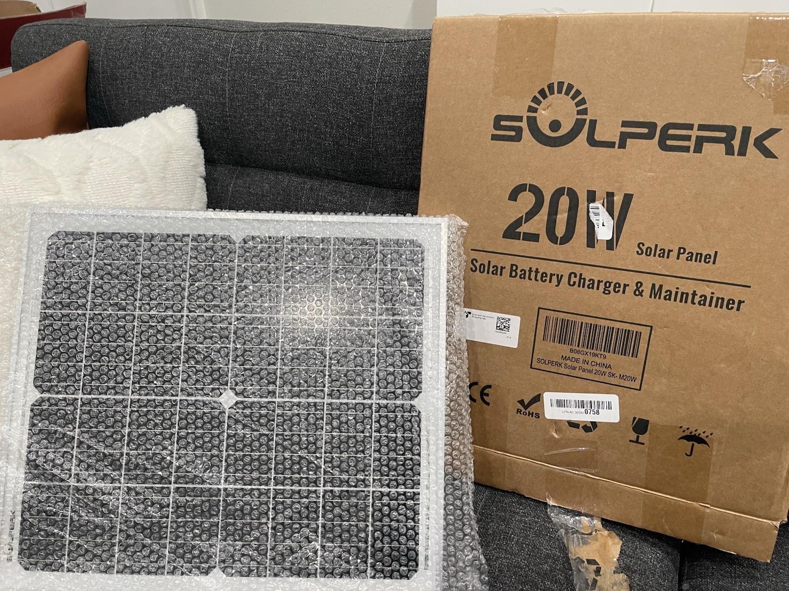 Solperk SK-M20W Silver 20 Watts Battery Charger & Maintainer Solar Panel Kit
