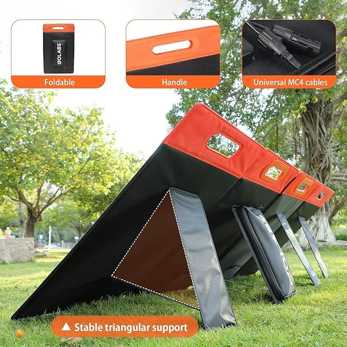GOLABS SF60 Portable Solar Panel Monocrystalline Kickstand – Orange/Black
