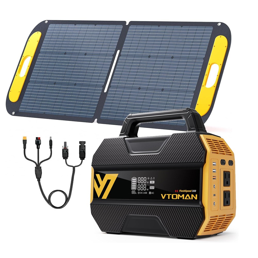VTOMAN FlashSpeed 300 Portable Power Station 300W 230Wh LiFePO4+110W Solar Panel