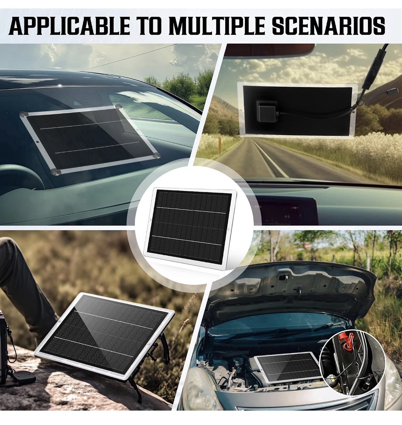 1 Pack 12V Solar Panel Trickle Charger Kit 12V Vehicle Maintainer For RV/car