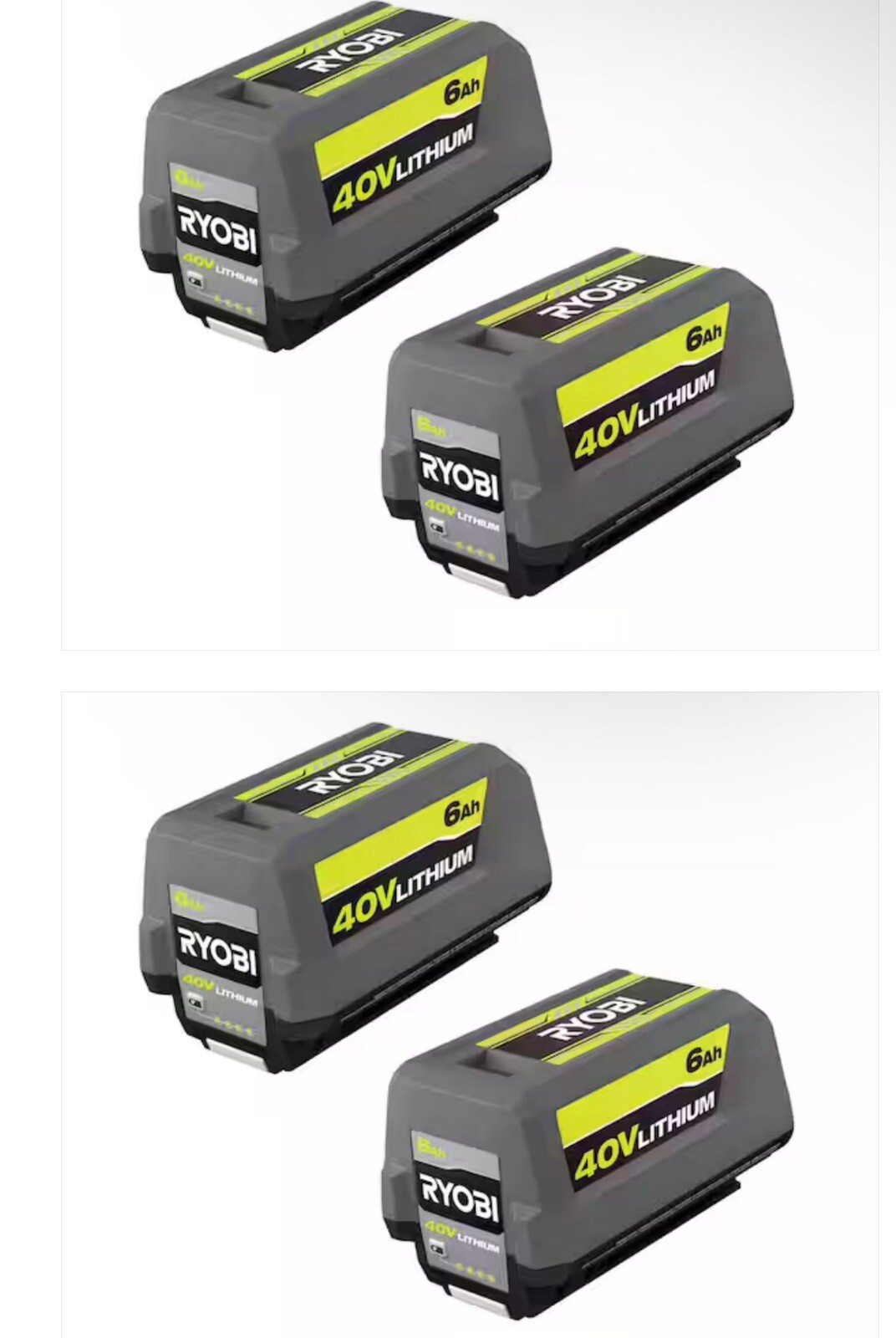 4 Battery For RYOBI 40V 6Ah 1800-Watt Power Station Inverter Newest Version