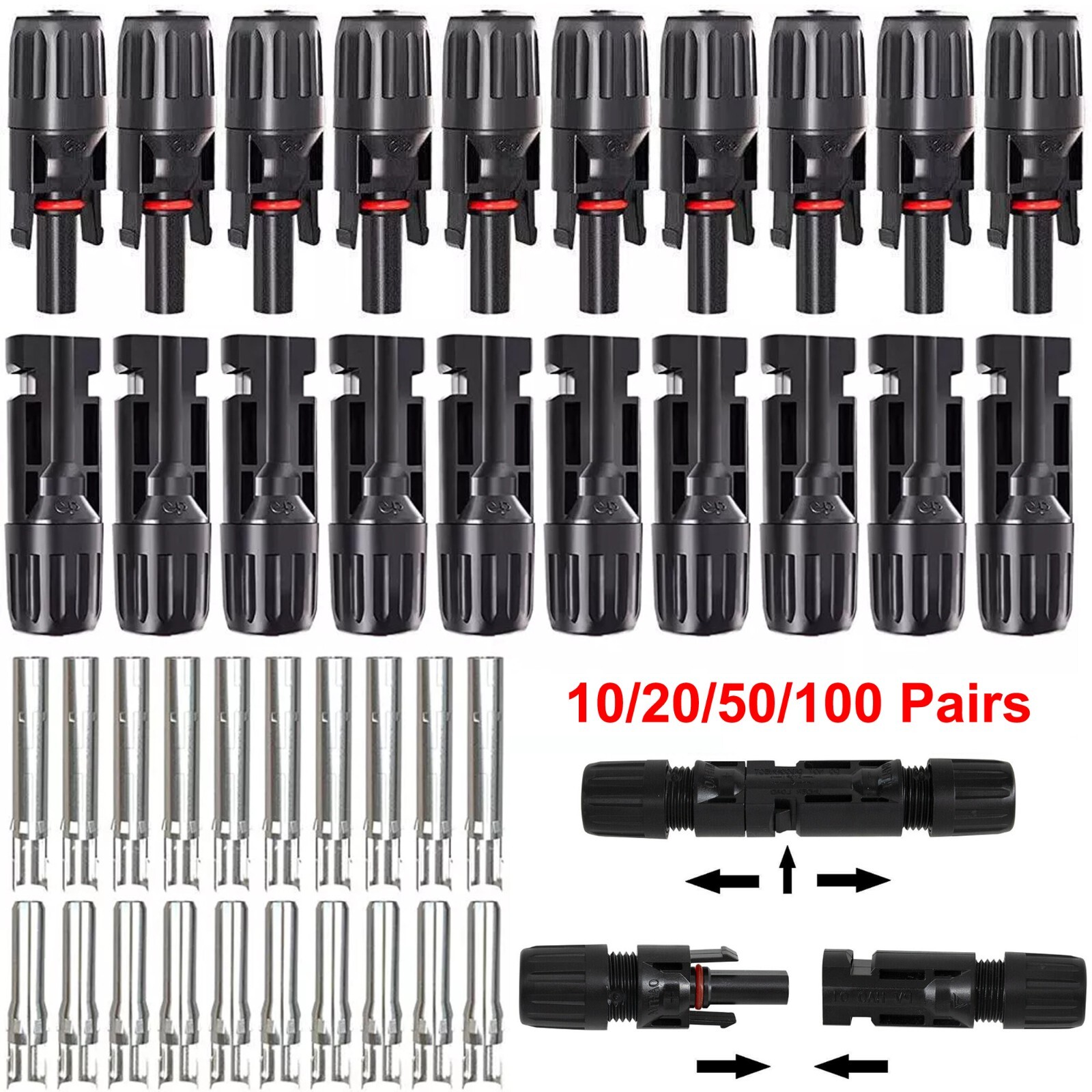 Waterproof Male Female M/F Wire Cable Connector Set Solar Panel 10/20/50/100Pair