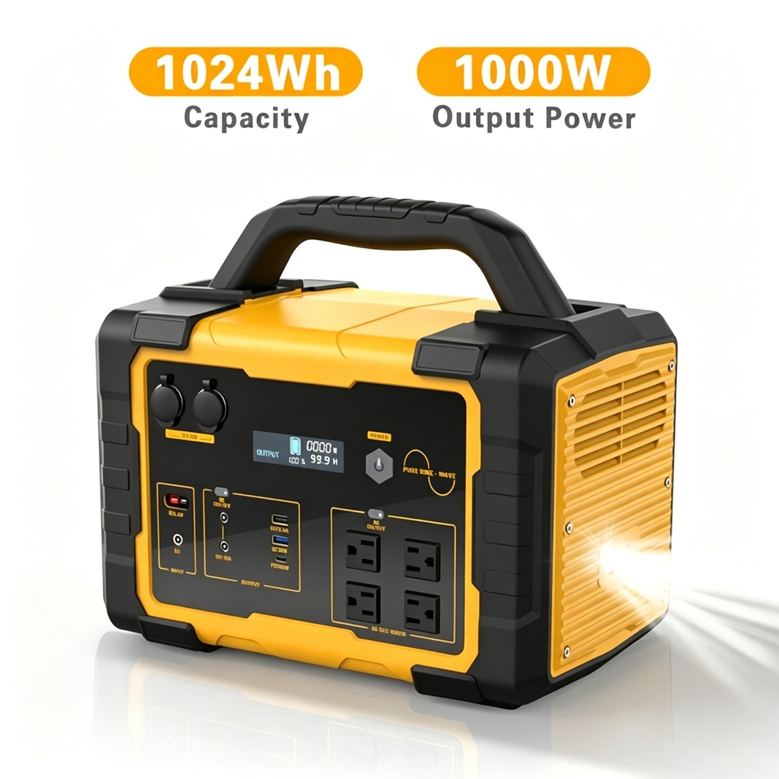 1000W 1024Wh LiFePO4 Solar Power Station Camping Emergency Backup Generator