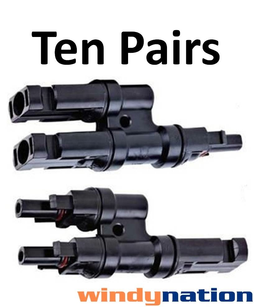 10 Pairs Solar Panel T Branch Connector Splitter Compatible with Connectors