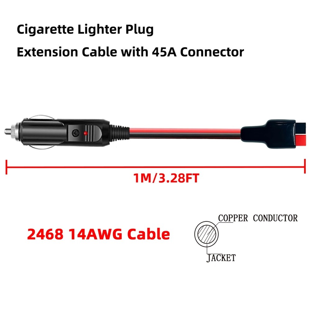 Lighter Plug with 45A Connector Extension Cable 14AWG Battery Adapter for 5135