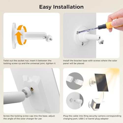 Solar Panel Charger Compatible with Ring Camera, Spotlight Cam Plus/Pro, Stick