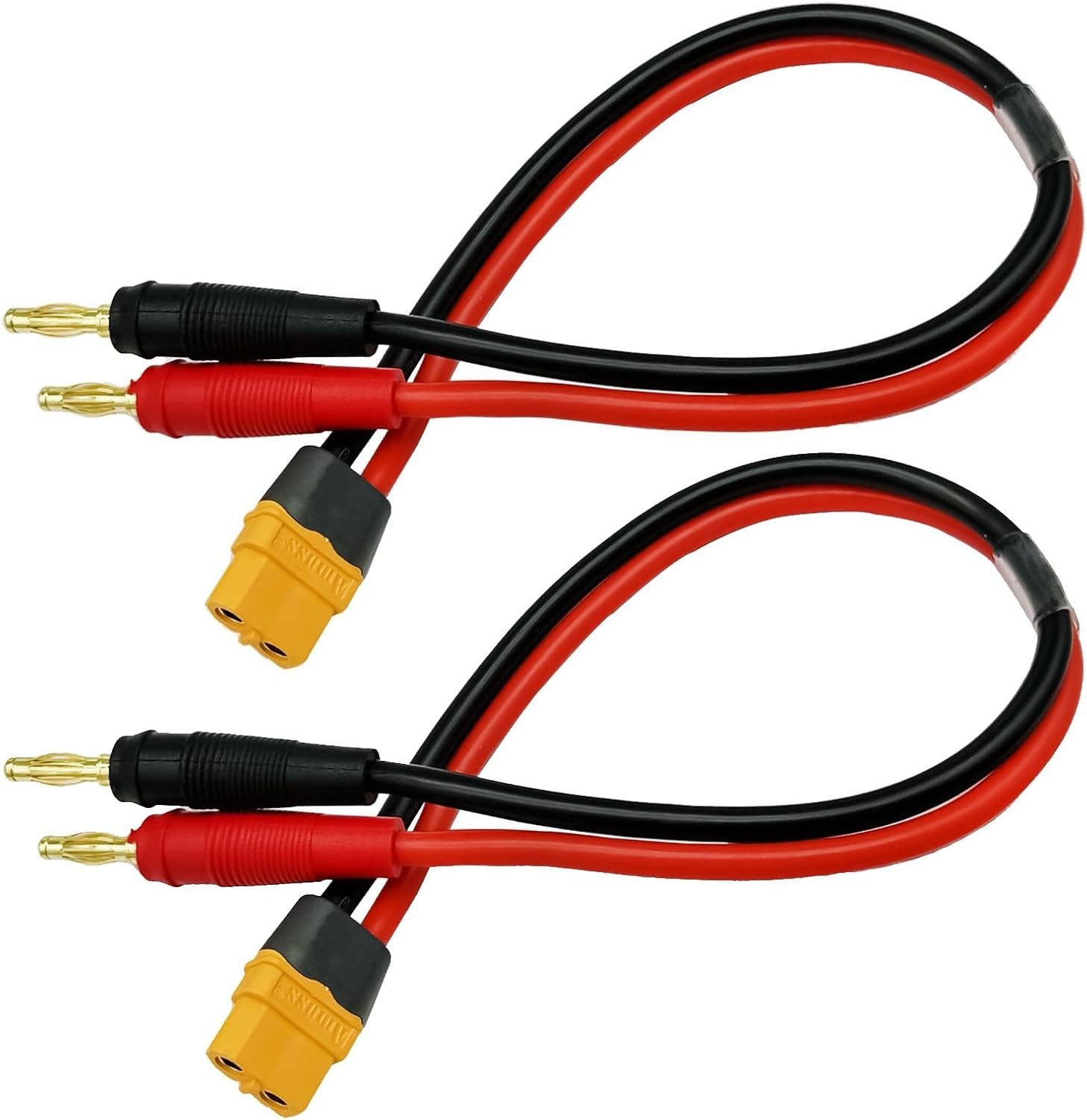 Heat Resistant 30cm XT60H to Banana Plug Cables for Reliable RC Charging