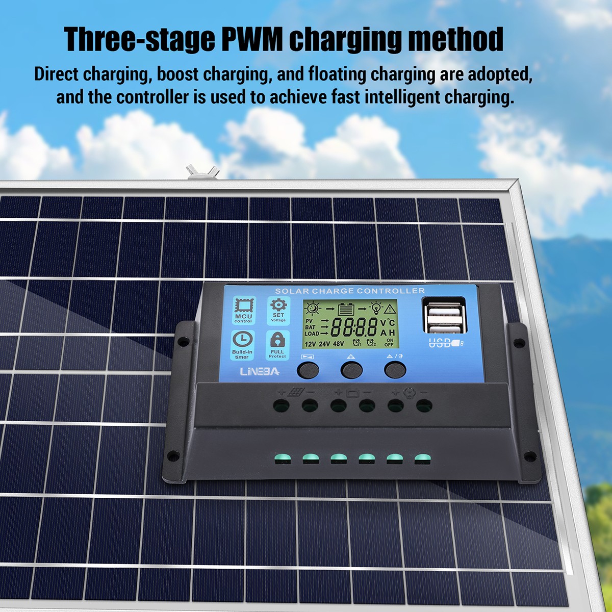 200W 100W Solar Panel 23.5% HighEfficiency+Controller Home Off Grid Caravan Boat