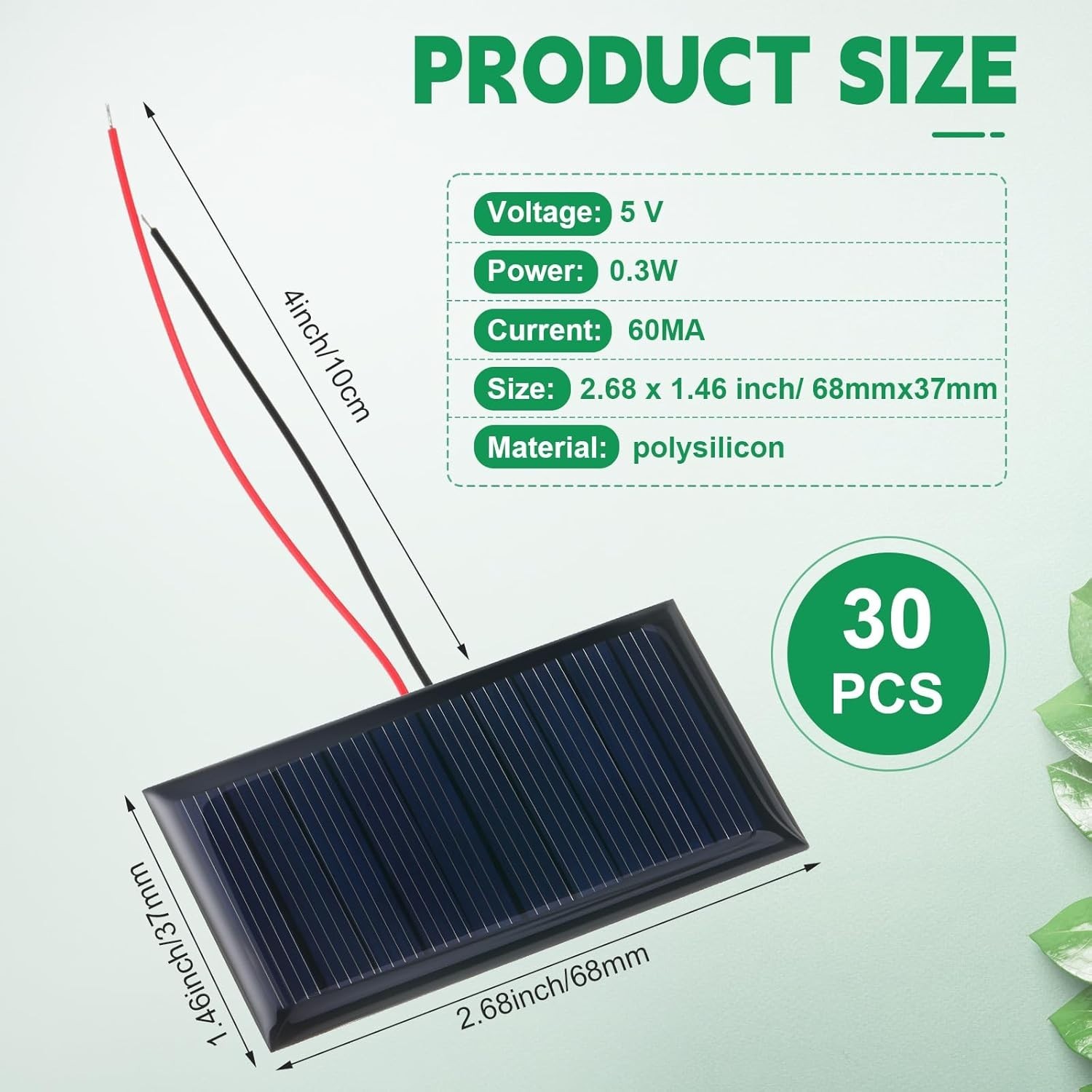 30 Pcs Small Solar Panels Mini Polycrystalline Solar Cells 5v 60ma Epoxy Plat…