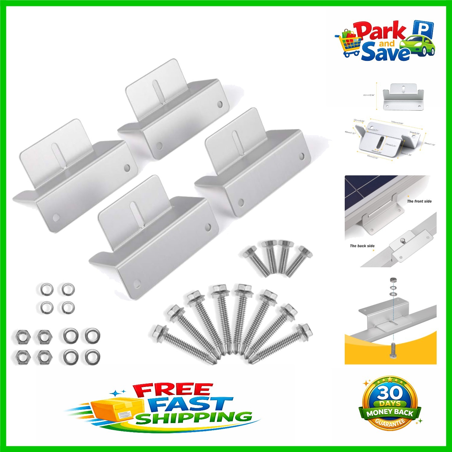 Durable Powder Coated Z Brackets for Solar Panels – 4 Units for Secure Mounting