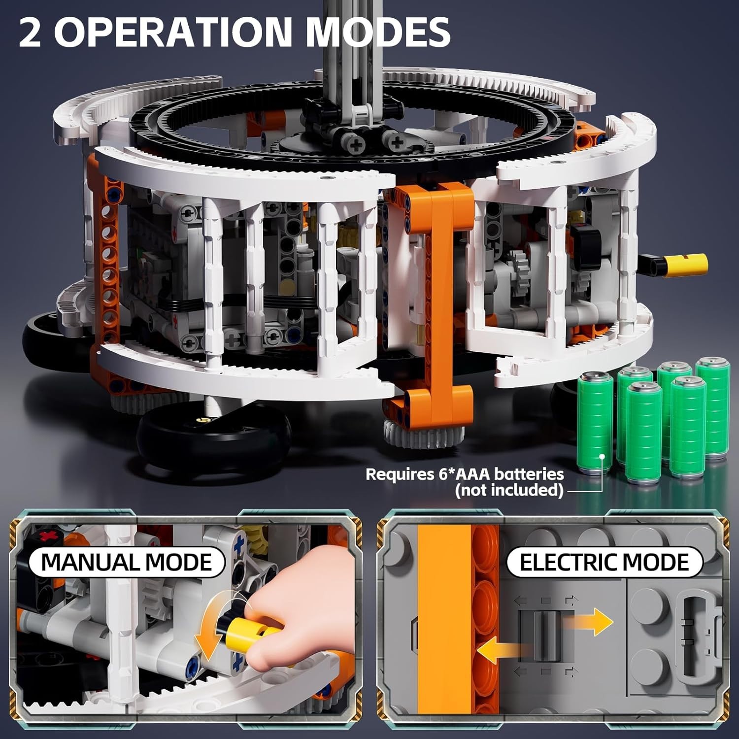 Dual-Mode Spinning Solar System Space Building Kit Rotating Planets Light-up Sun